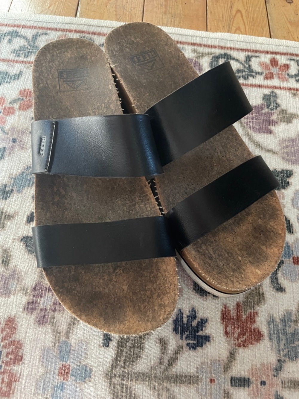 Reef Women’s Black Double-Strap Cork Footbed Sandals